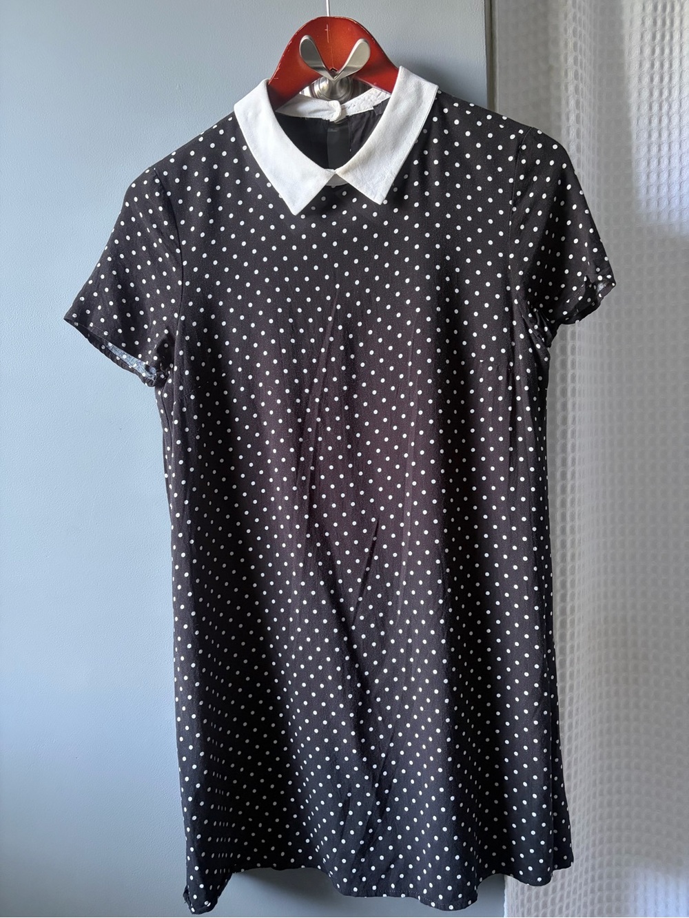 Forever 21 Black and White Polka Dot Mini Dress with White Collar